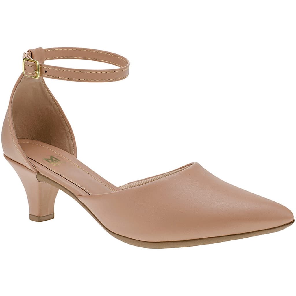 Scarpin Feminino Bico Fino Baixinho Salto Confortável Fivela Regulagem Estiloso