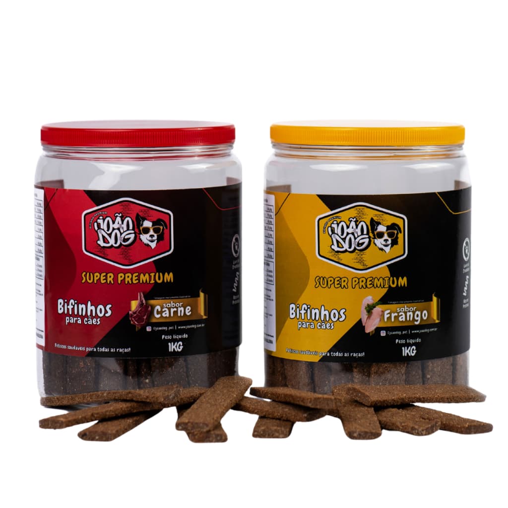 Kit c/ 2 Potes Petiscos Bifinho Delicioso João Dog  para Cachorro Super Premium