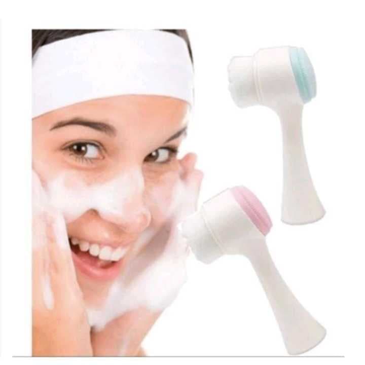 Escovinha Limpeza Facial Massageadora 2 Em 1 Esponja Cerdas Macias Dupla Face