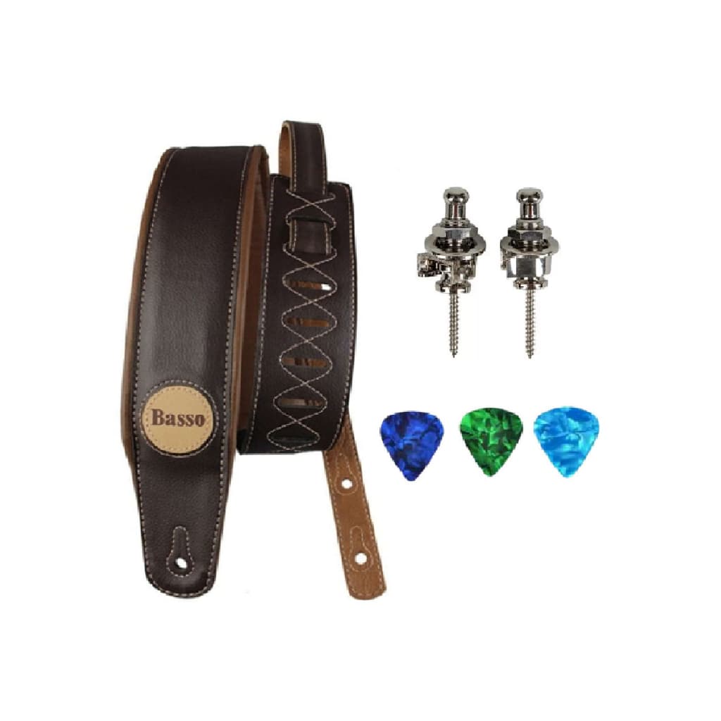 Correia Talabarte Violão Baixo Guitarra Viola Basso Cla 13 ou Cla 14+ 02 Strap Lock+3 Palh