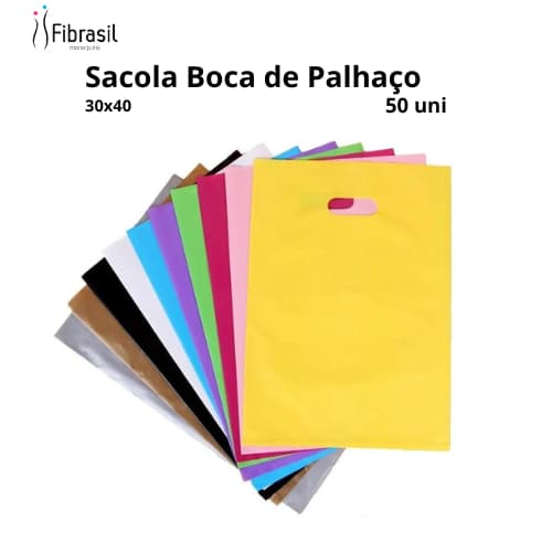 Sacola Plástica Boca De Palhaço Alça Vazada 30x40 Cm 50 Unidades