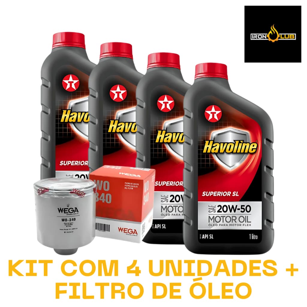 KIT 4 LITROS HAVOLINE 20W50 MINERAL + 1 FILTRO WO340