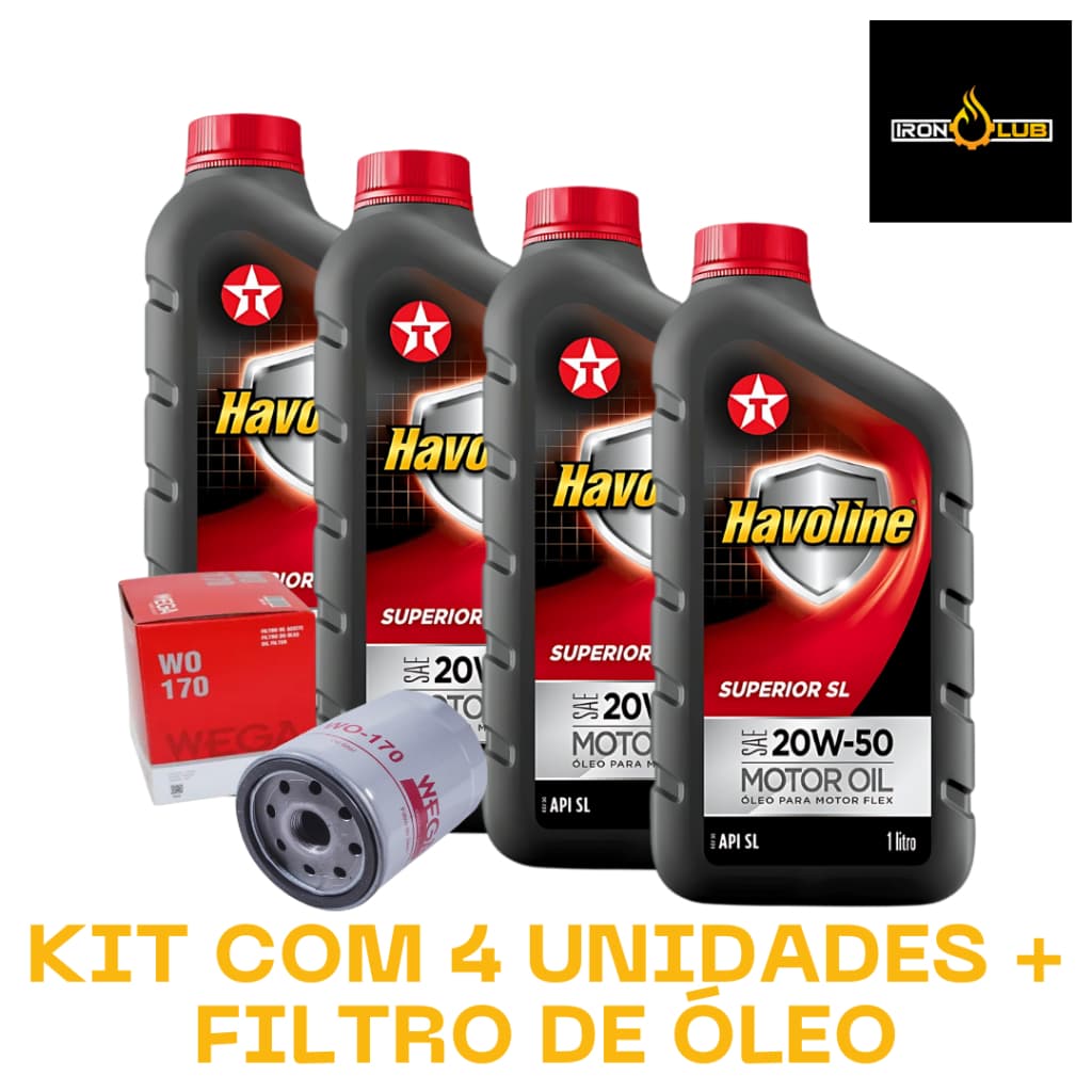KIT 4 LITROS HAVOLINE 20W50 MINERAL + 1 FILTRO WO170