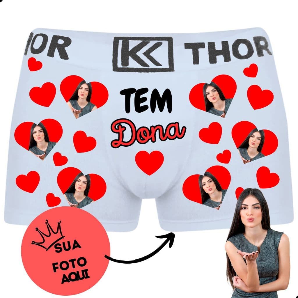 Cueca Box Boxer Personalizada com Foto Microfibra Presente Dia Dos Namorados Único Namorada Amor