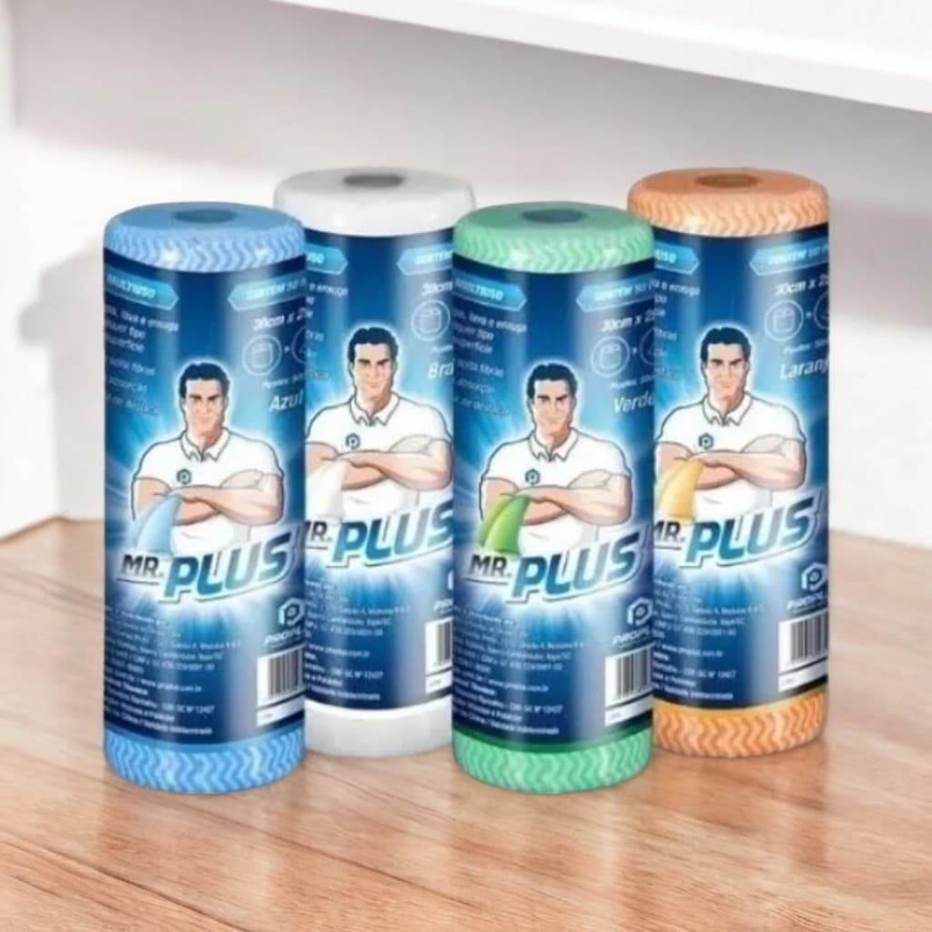Pano Multiuso Perfex Mr. Plus (30x50cm) Rolo 50 Unidades (Cores Disponíveis: Laranja, Verde e Azul)