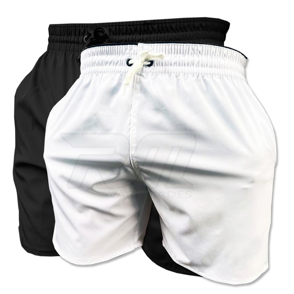 Kit 2 Short De Elastano de Treino Piscina Praia Corrida Bermuda Tactel Calção