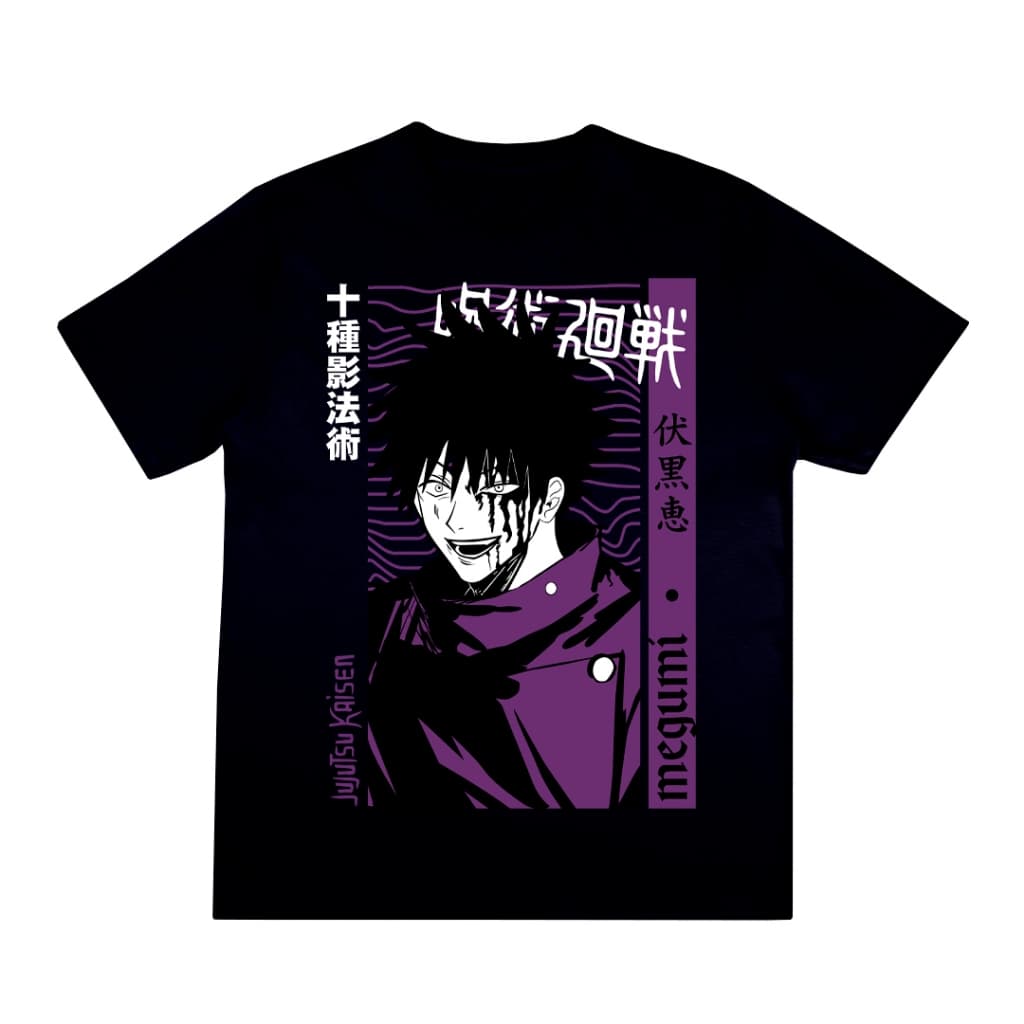 Camisa Jujutsu Kaisen Megumi Fushiguro Anime Streetwear Camiseta 100% Algodão Zero Encolhimento