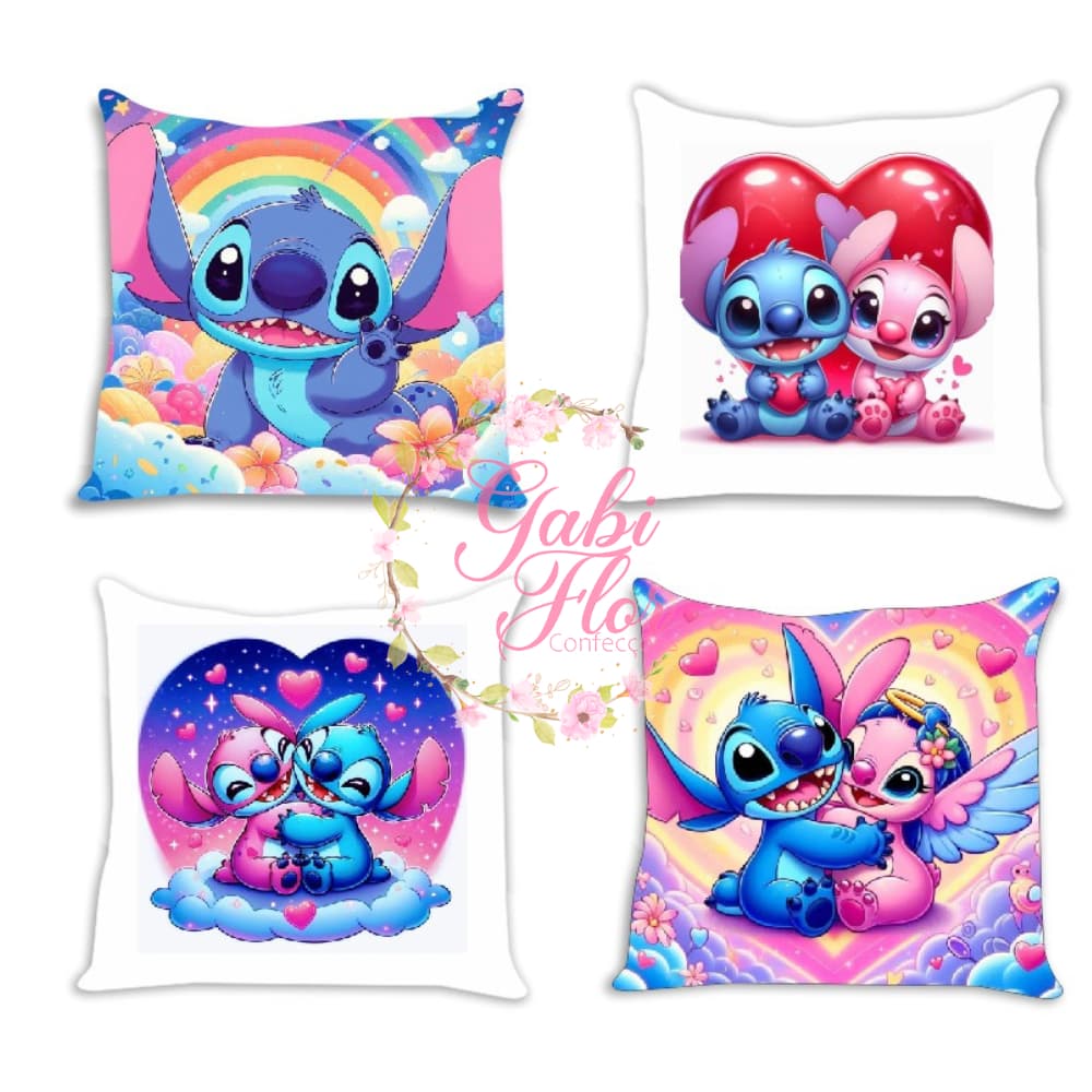 Kit 4 Capas de Almofadas Lillo Stitch e Natal Varais Estampas Decoração  Quarto Sala Luxo