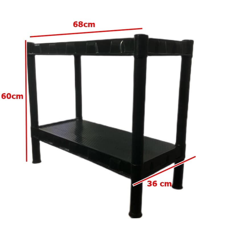 Estante Milão com 2 prateleiras Utilidades Plástica 60x68x36  Preta, branca, lilás, rosa, azul