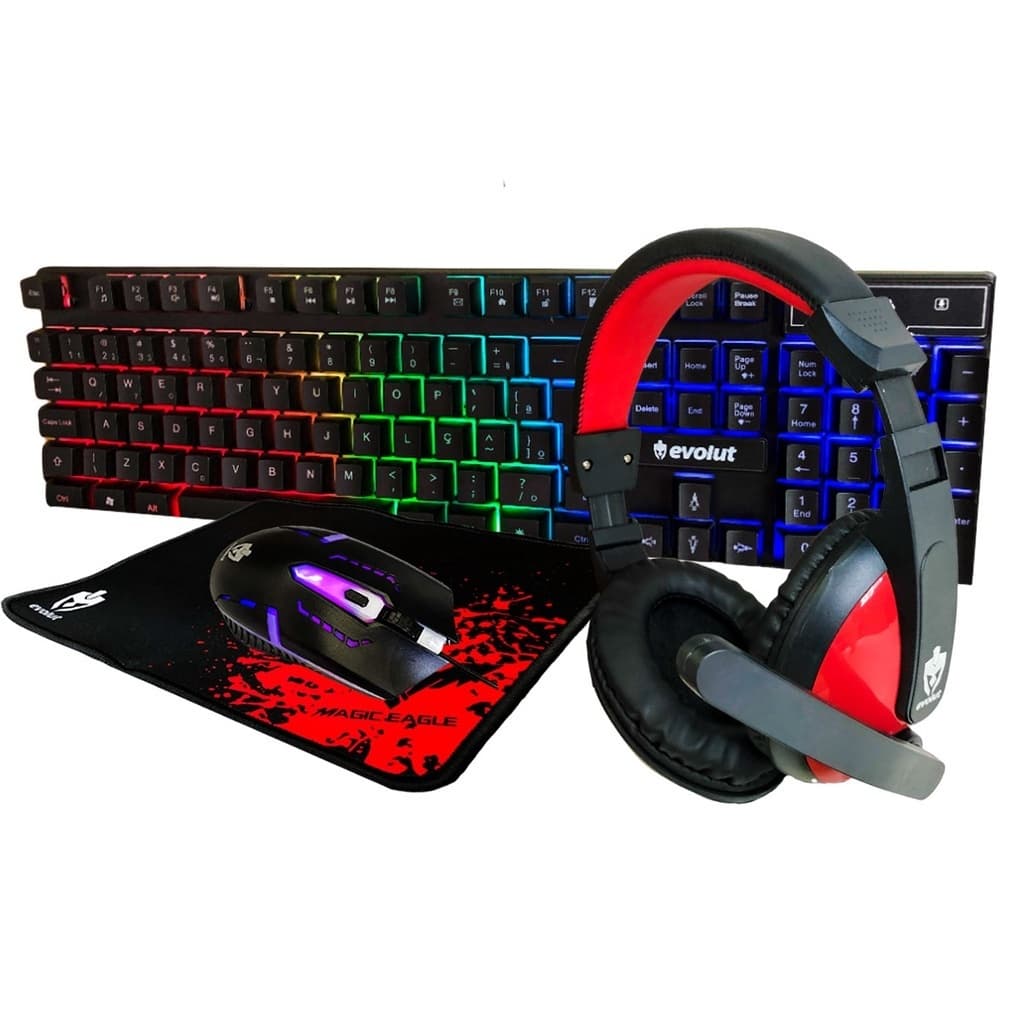 Kit Gamer Evolut Eg-54 (teclado, Mouse, Mousepad E Headset)