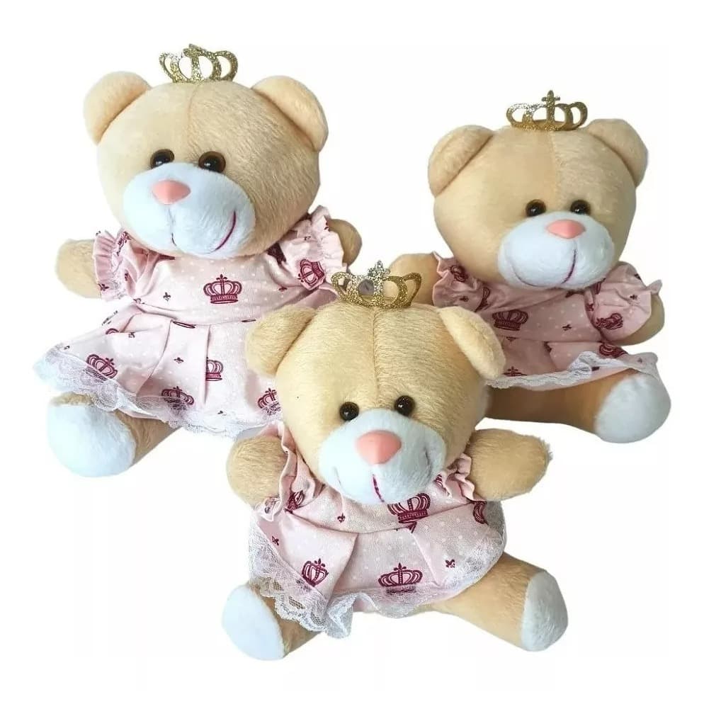 Urso Ursinha Avulso e Trio De Ursinha Princesa  P/ Nichos 17cm 20cm 23cm Roupa de bebe