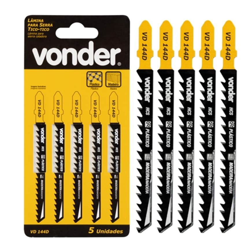 Lâmina de serra tico-tico VD 144D para plásticos e madeiras com 5 unidades - Vonder