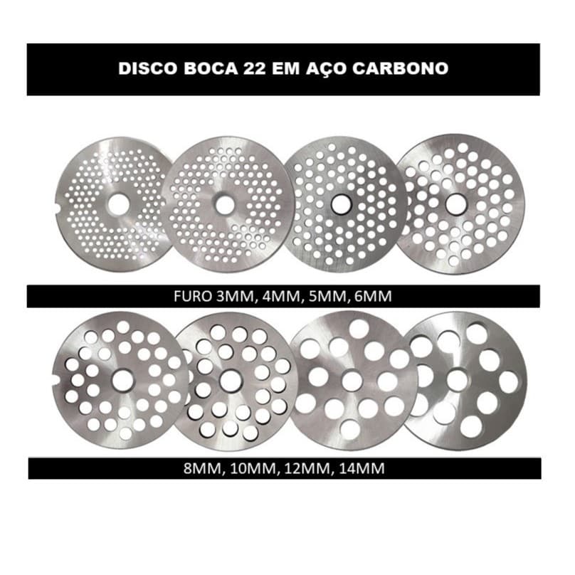 Disco para moedor de carne boca 22 aço carbono