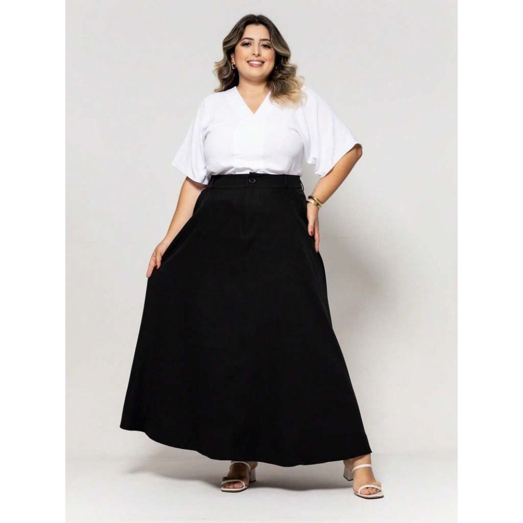 Saia Longa Alfaiataria Moda Evangélica Tendência Plus Size