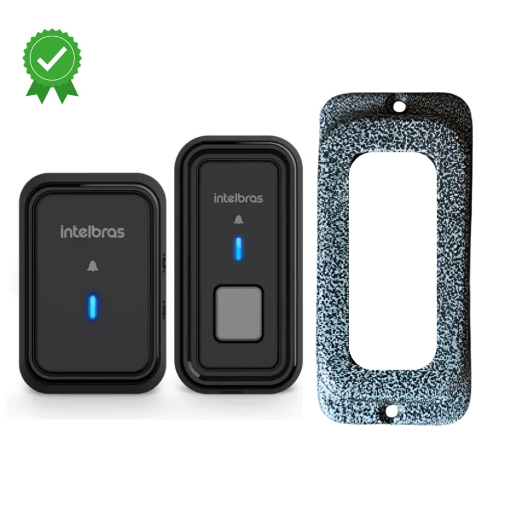 Campainha Eletrônica Sem Fio Intelbras Cib 101S + Protetor Antivandalismo Ideal de Metal para CIB 101