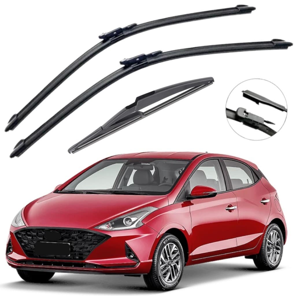 Kit Palhetas Limpador Parabrisa Chuva Silicone Para Hyundai HB20 2020 À 2025