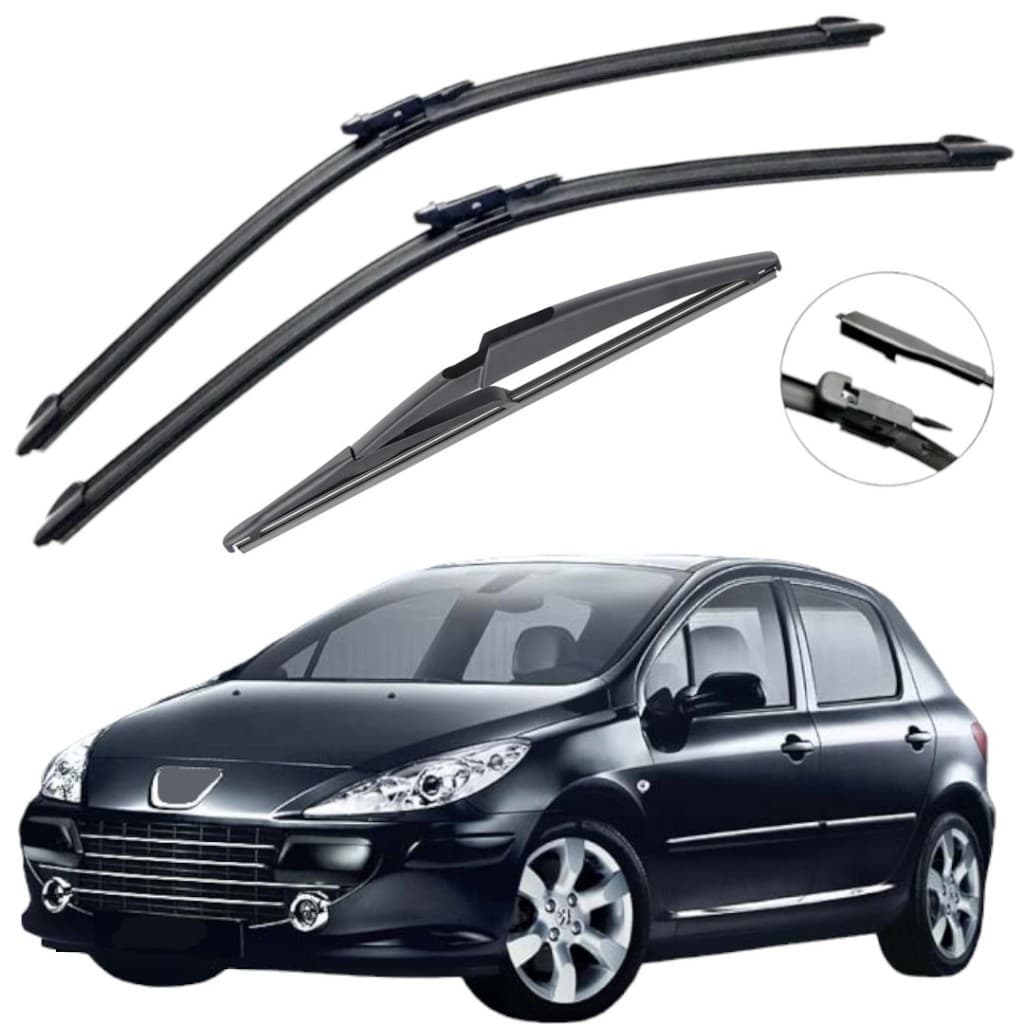 Kit Palhetas Limpador Parabrisa Chuva Silicone Para Peugeot 307 2006 À 2012