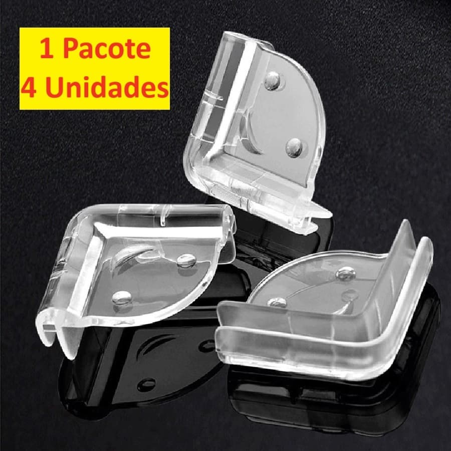 Kit 4 Protetor Com Adesivo De Quina De Mesa Vidro Em Silicone Segurança Para Bebês