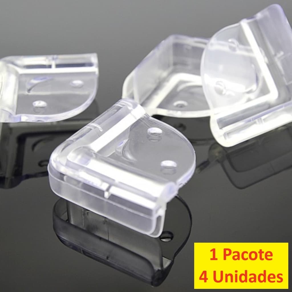 Kit 4 Protetor De Quina De Mesa Vidro Para Bebês Com Adesivo Em Silicone Segurança