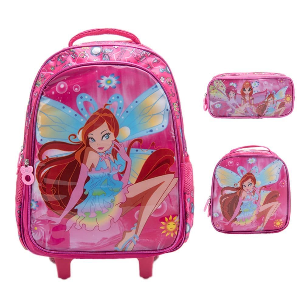 Kit Mochila Infantil Kit Escolar Mochila + Lancheira + Estojo Mochila de Carrinho Menina