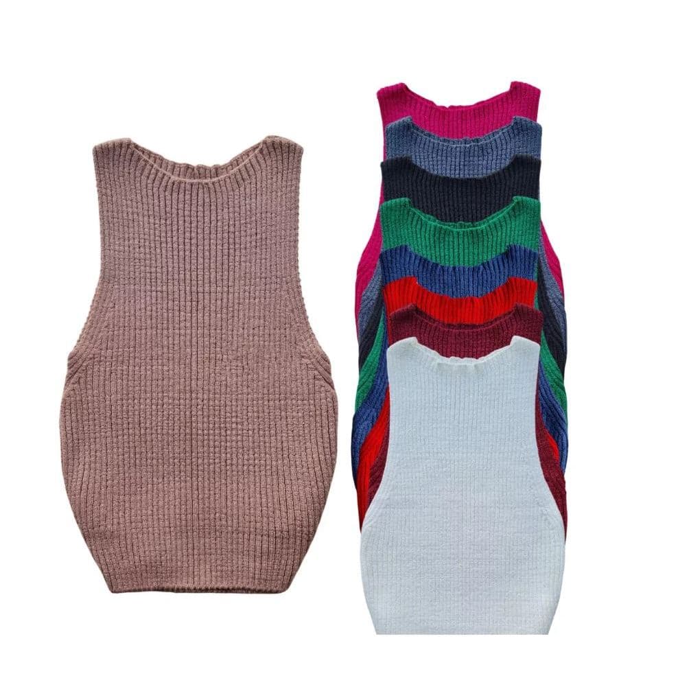Cropped Canelado Tricot Regata Tamanho Único Blusinha  Feminino Promoção Roupas Femininas