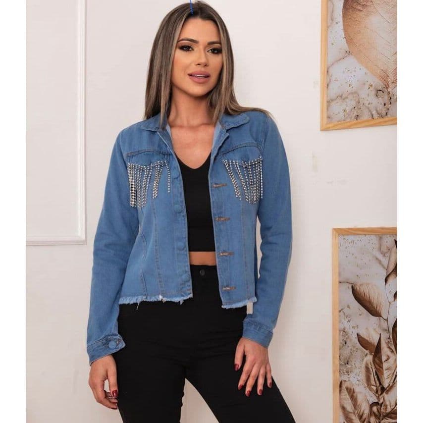 jaqueta jeans brilho