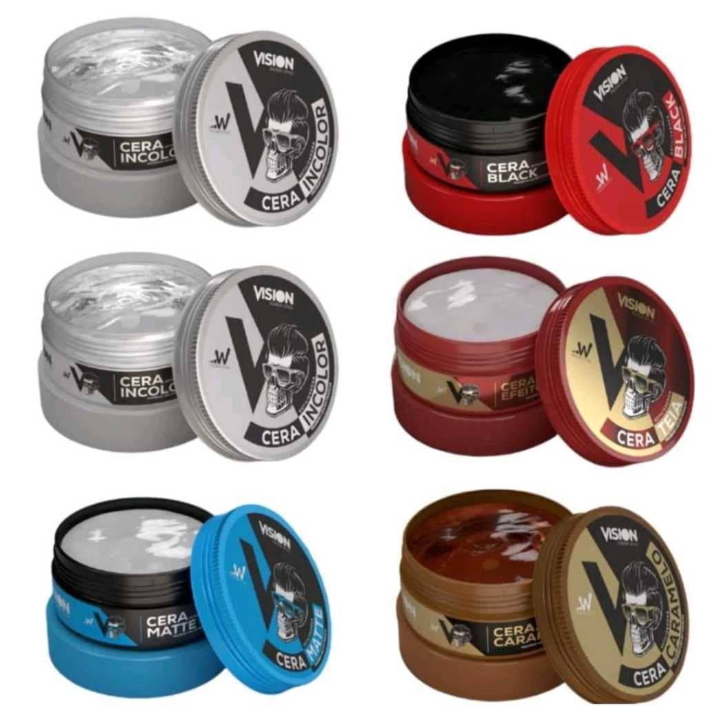 Kit 10 Pomada Cera Modeladora Vision Barber Shop 130g Barba Cabelo Bigode