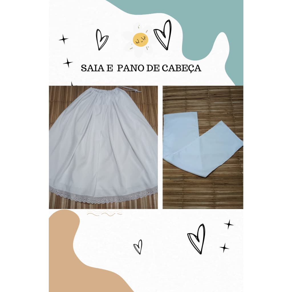 KIT SAIA ROUPAS DE SANTO UMBANDA E CANDOMBLÉ, KIT SAIA DE RAÇÃO E PANO DE CABEÇA.