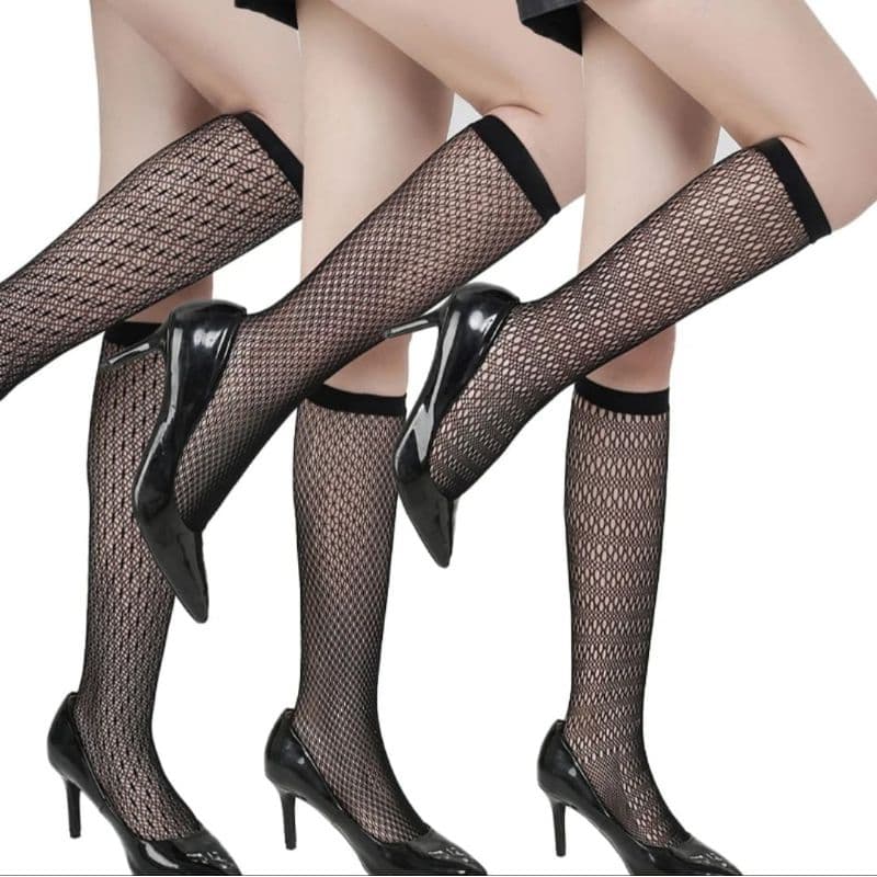 2 Pars Meia 3/4 RENDA 30D 40D Feminina Adulto 33a42 meias Fina trabalhada bordada Preta elegancia promo ap aur