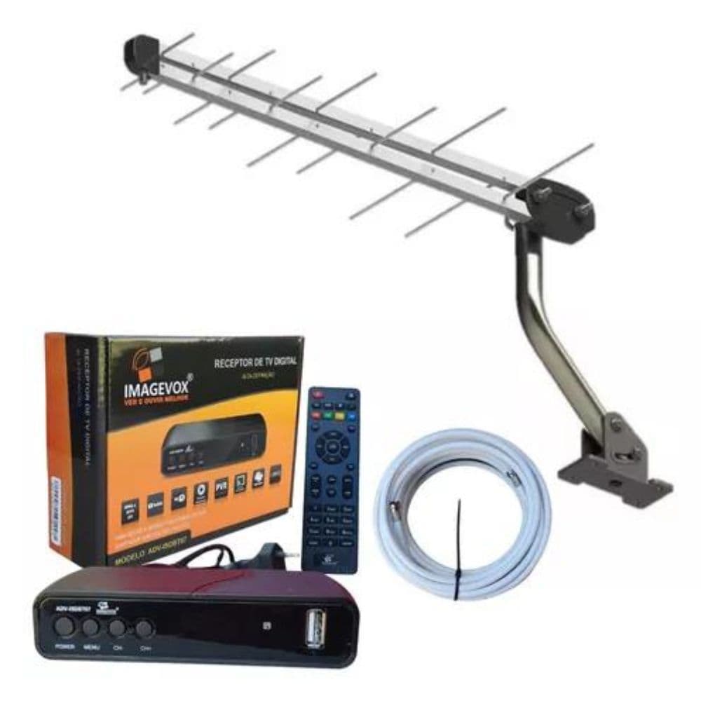 Antena Externa Digital 4k Uhf Hdtv Completa + Conversor