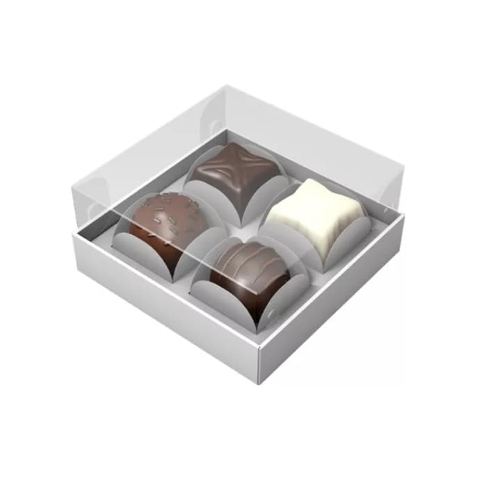 100 X Caixa Brigadeiro P/ 4 Doces Gourmet / Doces / Bombons