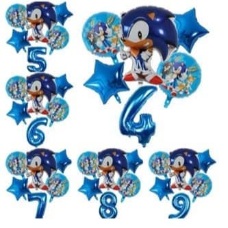 Balão Metalizado Sonic Estrela E Numero Azul 70cm