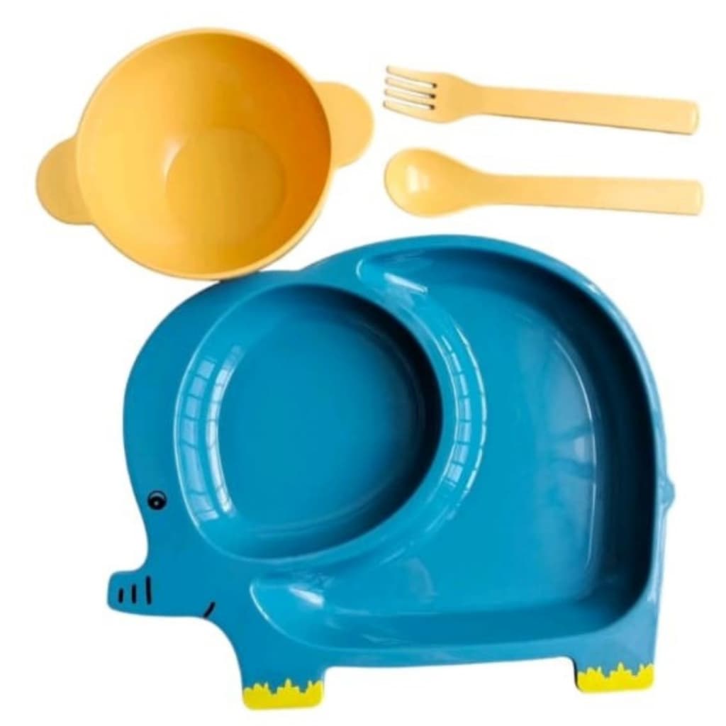 KIT PRATINHO INFANTIL FORMATO ANIMAIS DIVERTIDOS BB PAPINHA INTRODUÇÃO ALIMENTAR 4PÇS LIVRE BPA 25CM