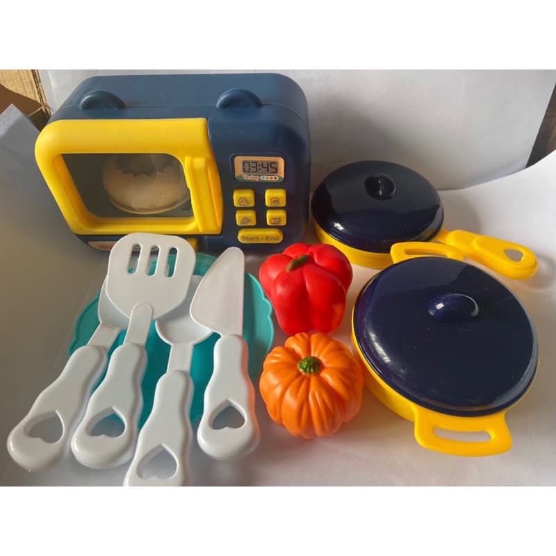 kit Cozinha Colorida Com 11 Peças Infantil, tem Microondas Com Acessórios