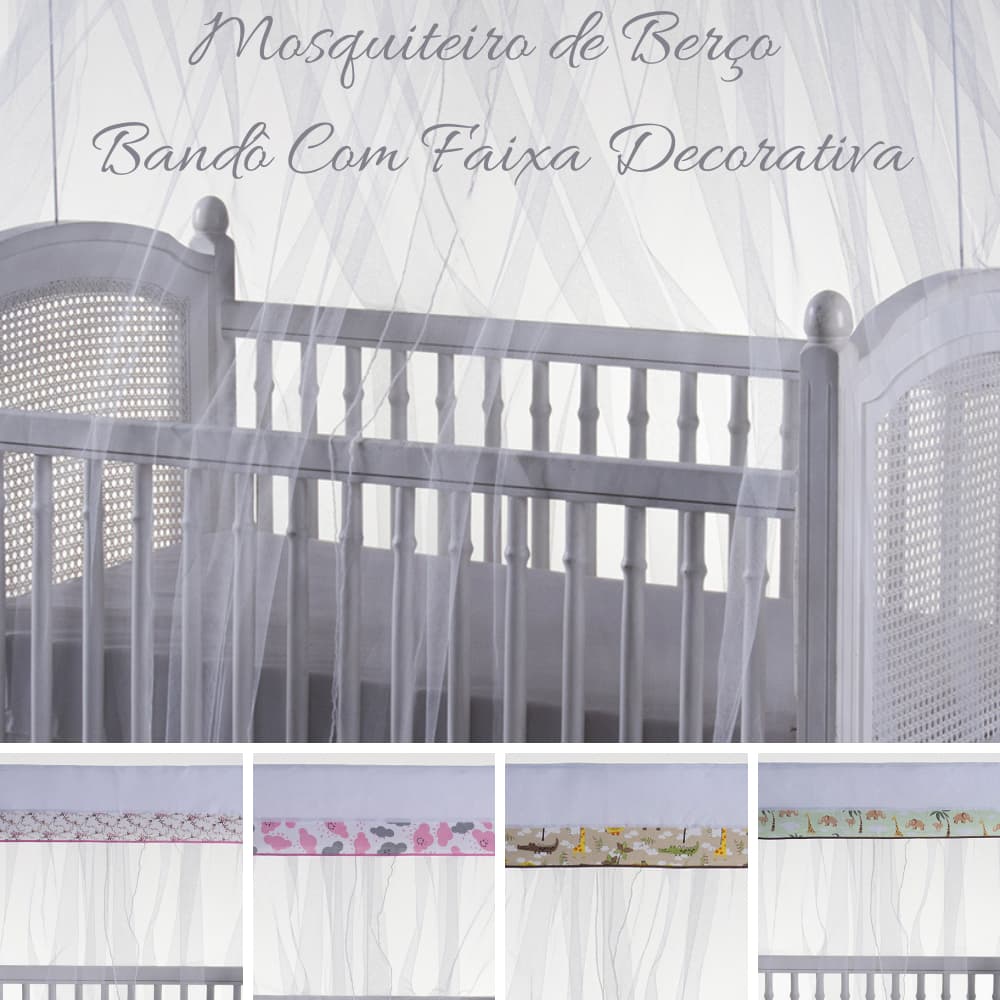 Mosquiteiro para Berço Americano com Bando | Mosqueteiro Decorativo Infantil Anti Insetos Bebê
