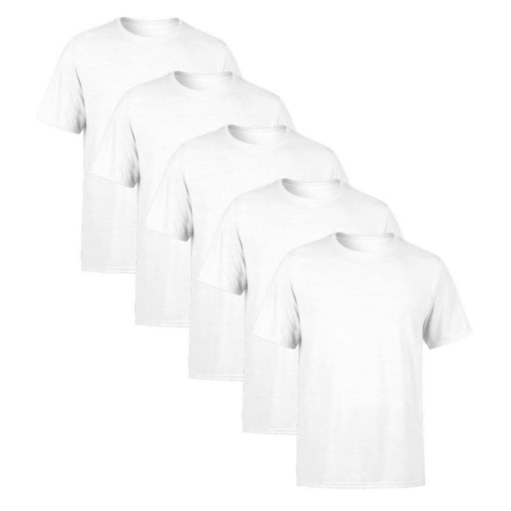 Kit 5 Camiseta Básica Branca Masculina Camisa Lisa Branca 100% Algodão Conforto Camiseta Plus Size