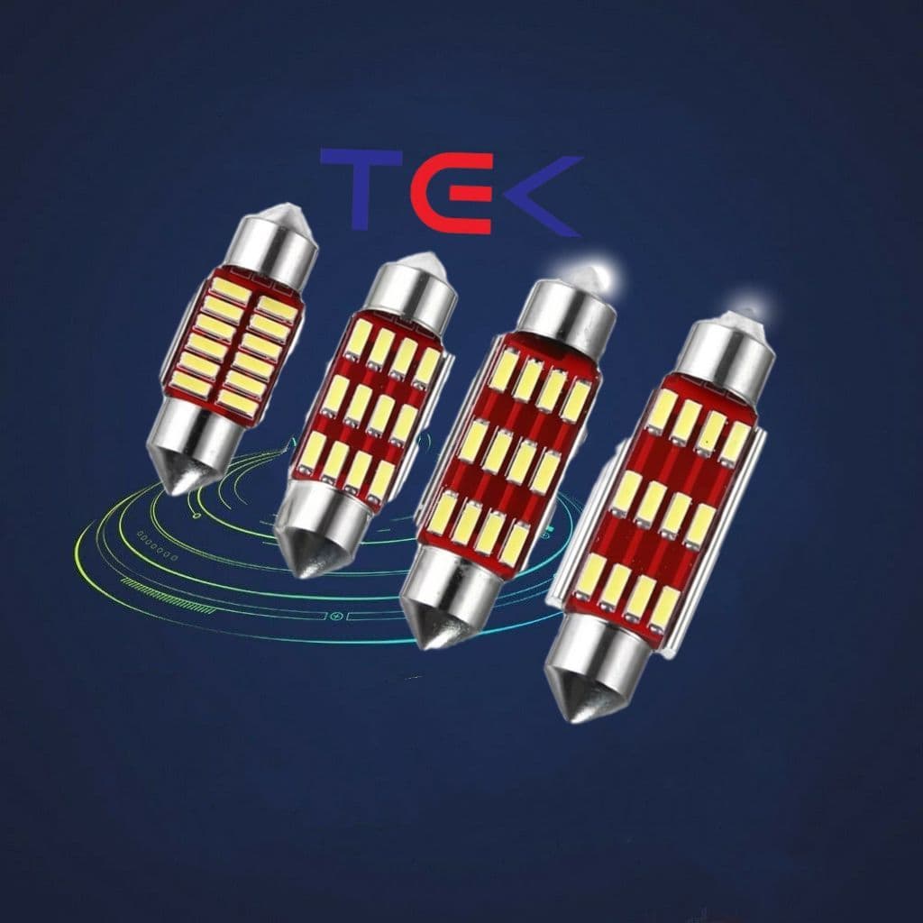 Lampada Torpedo led carcaça vermelho 12v canbus canceller 6000k 31- 36- 39- 41mm