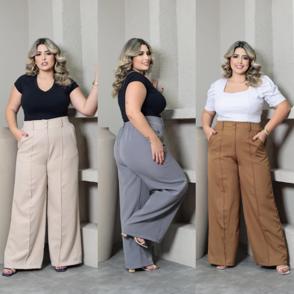 Calça Pantalona Plus  Cize Tecido Alfiataria DO GG  AO  G3 é G4