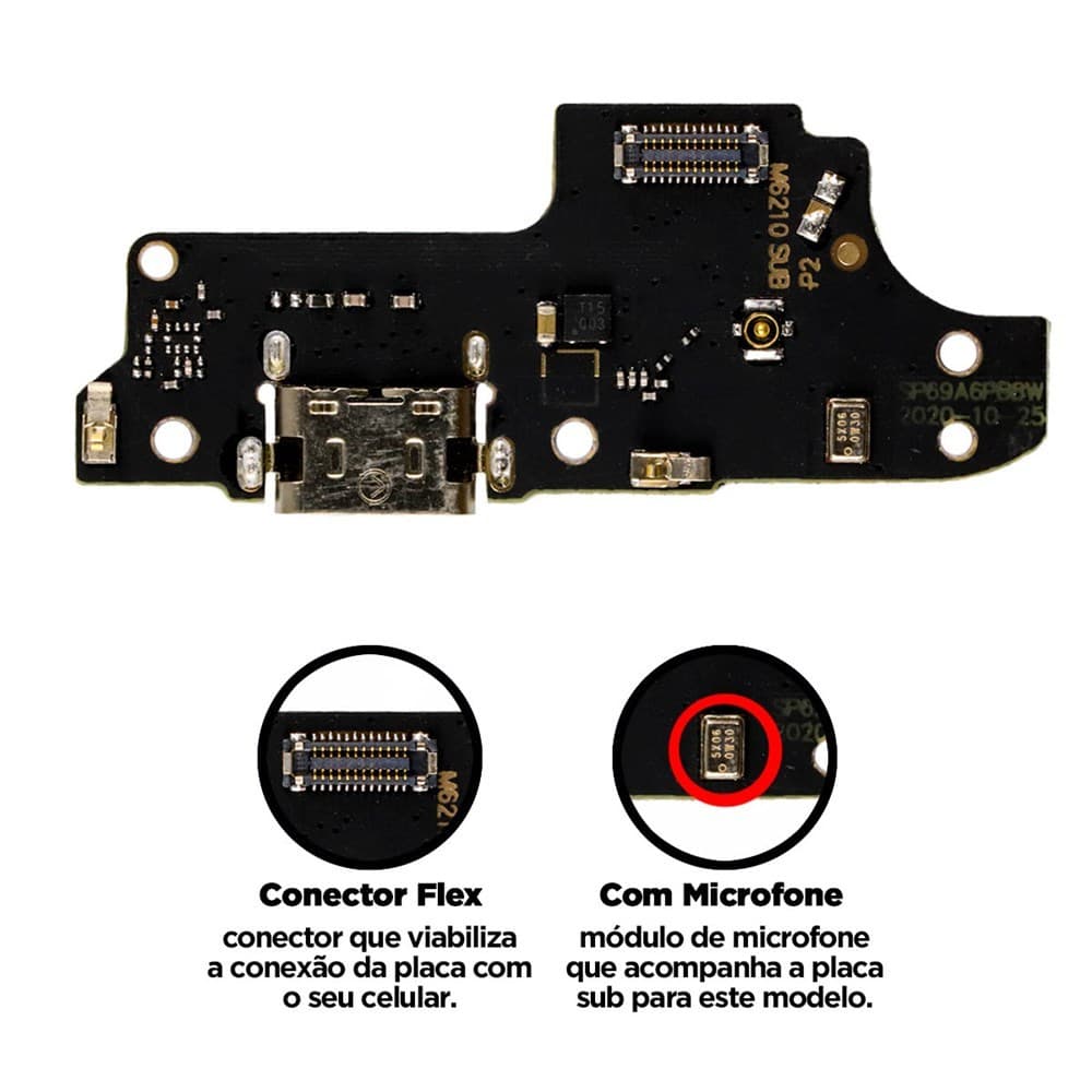 PLACA DE CARGA SUB MOTO E7 COM MICROFONE