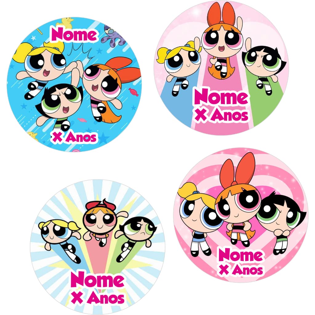 Adesivos Papel Fotográfico 4cm x 4cm Meninas Super Poderosas Personalizado