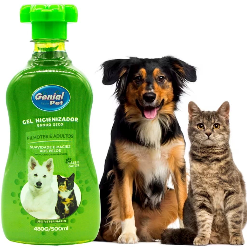 Gel Higienizador Banho a Seco sem enxague Cães e Gatos Remove Mau cheiro Ação Anti Odor Banho E Tosa