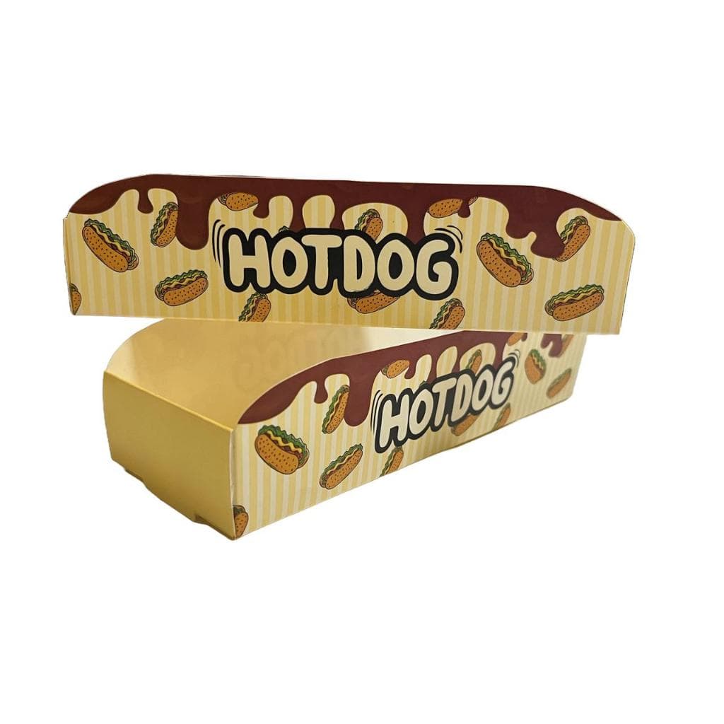 100 Embalagem Caixa Caixinha para Hot Dog balcão (cachorro quente)