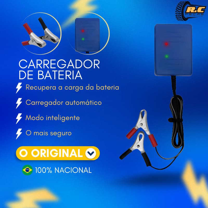 Carregador De Bateria Automotivo Eletrônico Moto e Carro Portátil