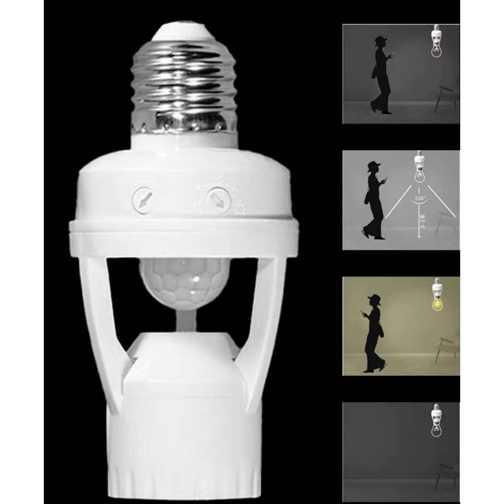 Sensor De Presença 360º Soquete Lâmpada Infravermelho Bocal Casa Movimento Branco Automático Interno