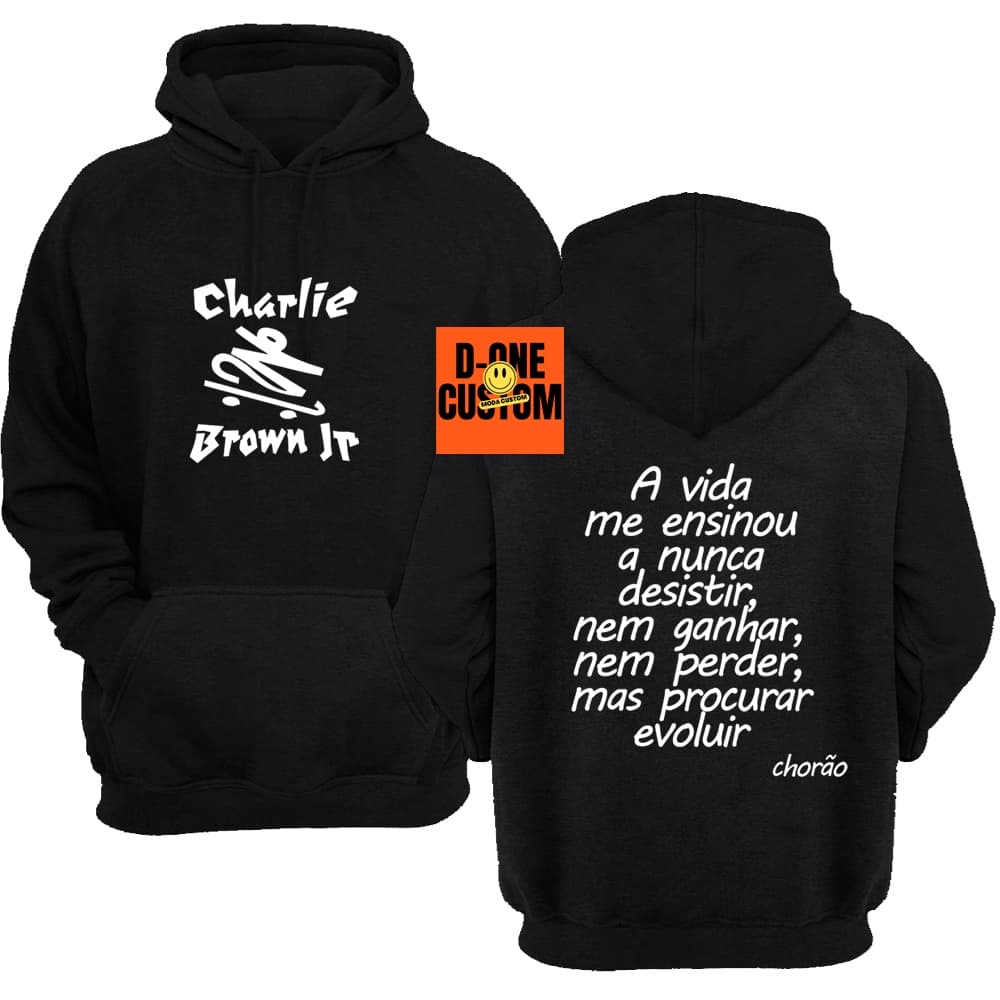 Blusa Moletom Charlie Brown jr Chorão A vida me Ensinou a Nunca Desistir, Nem Ganhar, Nem Perder, Mas Evoluir