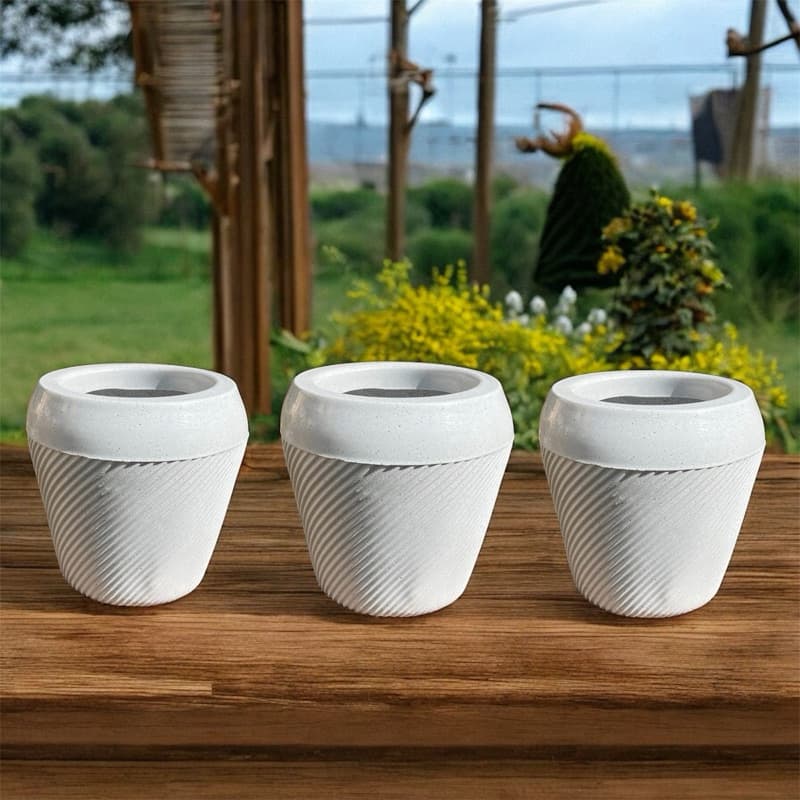Vasos Plantas Polietileno Kit 3 Decorativos Bojo Listrado