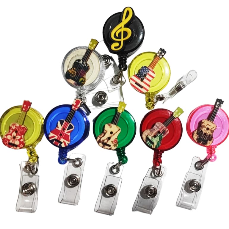 Porta Crachá Violão Musica Rock Roller Clip Suporte cartão presente criativo