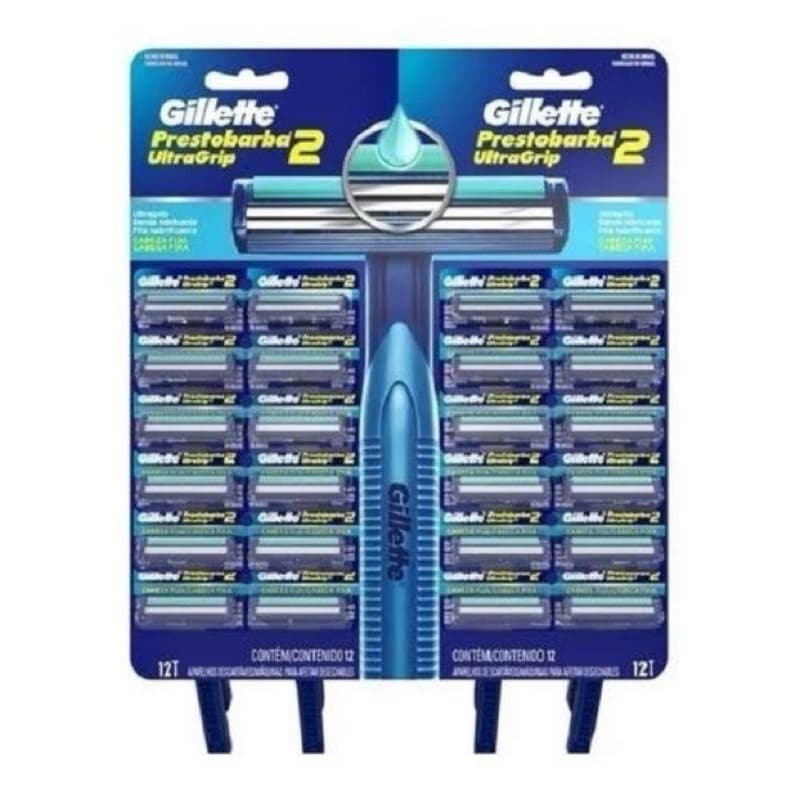 24 Prestobarba Aparelho De Barbear Gillette 2 Lâminas Ultra-Grip Com Lubrificante Atacado