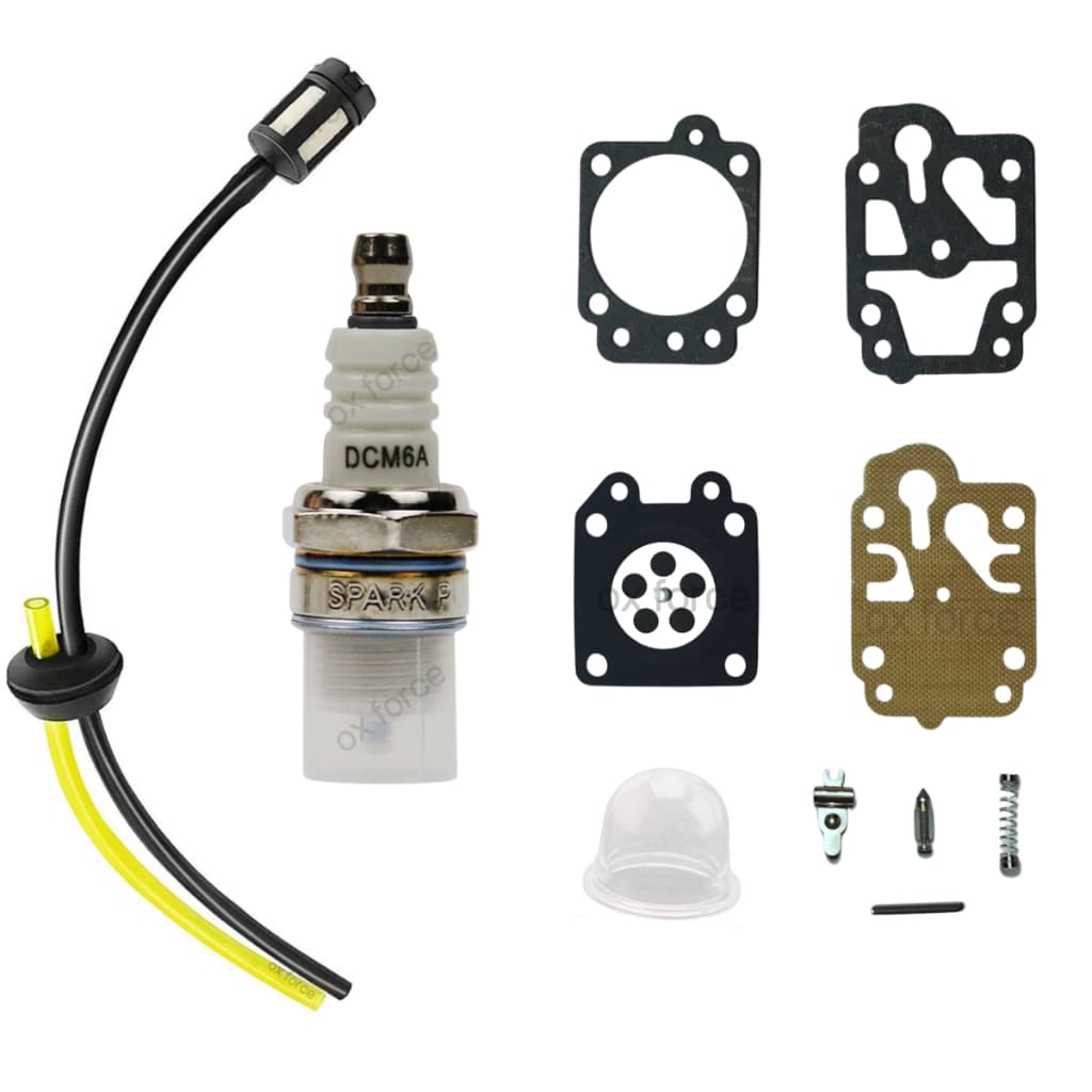 Kit Reparo + Mangueira Completa + Bulbo + Vela DCM6A 26cc ~ 52cc Roçadeiras 2 Tempos