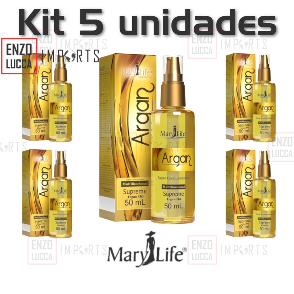 Kit 5 unid Óleo Supreme Argan Multifuncional Mary Life 50ml